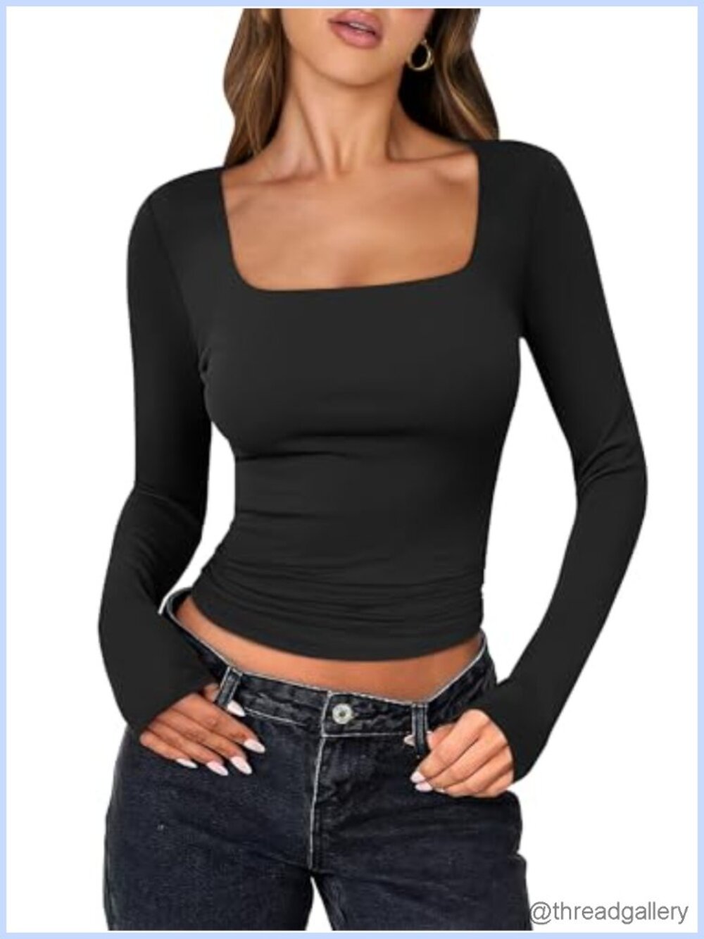 Women's Double Lined Crop Top Long Sleeve